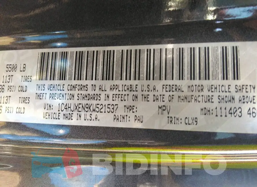 1C4HJXEN9KW521537 Photo# 9
