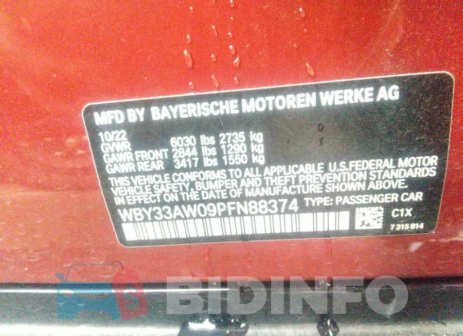 WBY33AW09PFN88374 Photo# 9