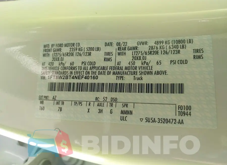 1FT8W2BT4NEF40160 Photo# 9