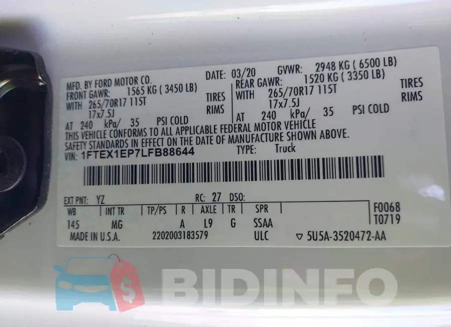 1FTEX1EP7LFB88644 Photo# 9