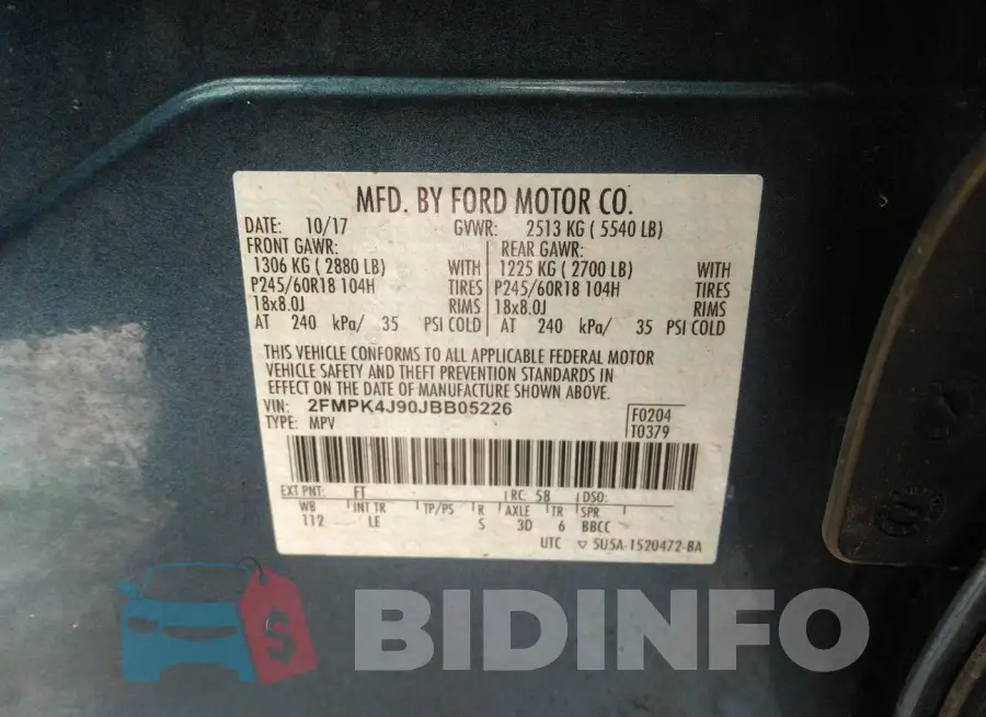 2FMPK4J90JBB05226 Photo# 9