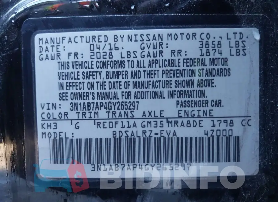 3N1AB7AP4GY265297 Photo# 9