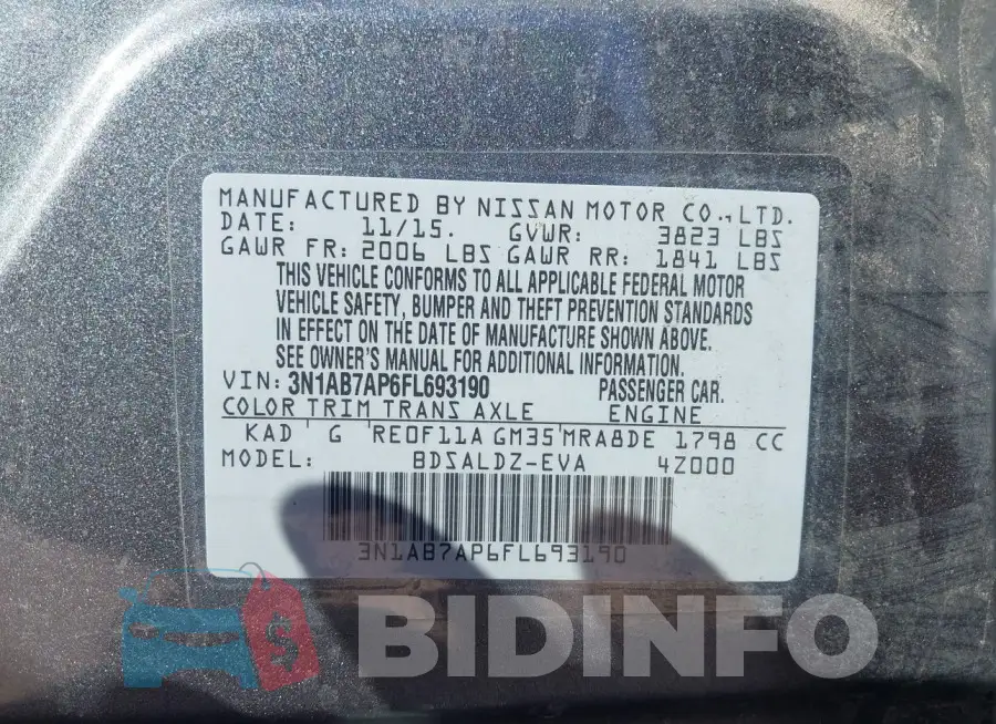 3N1AB7AP6FL693190 Photo# 9
