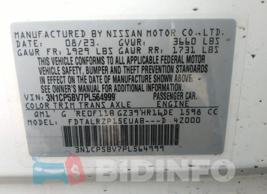 3N1CP5BV7PL564999 Photo# 9