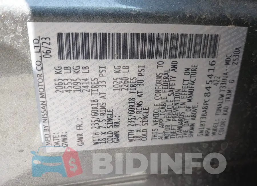 5N1BT3BA8PC845416 Photo# 9