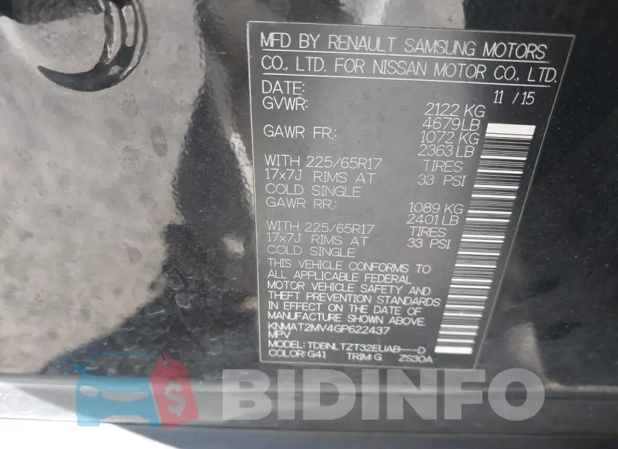 KNMAT2MV4GP622437 Photo# 9