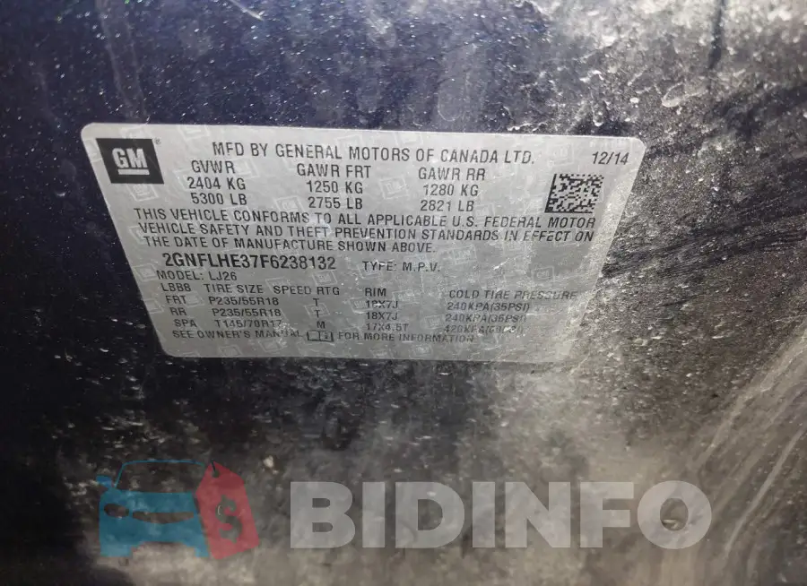 2GNFLHE37F6238132 Photo# 9