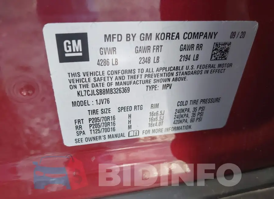 KL7CJLSB8MB326369 Photo# 9