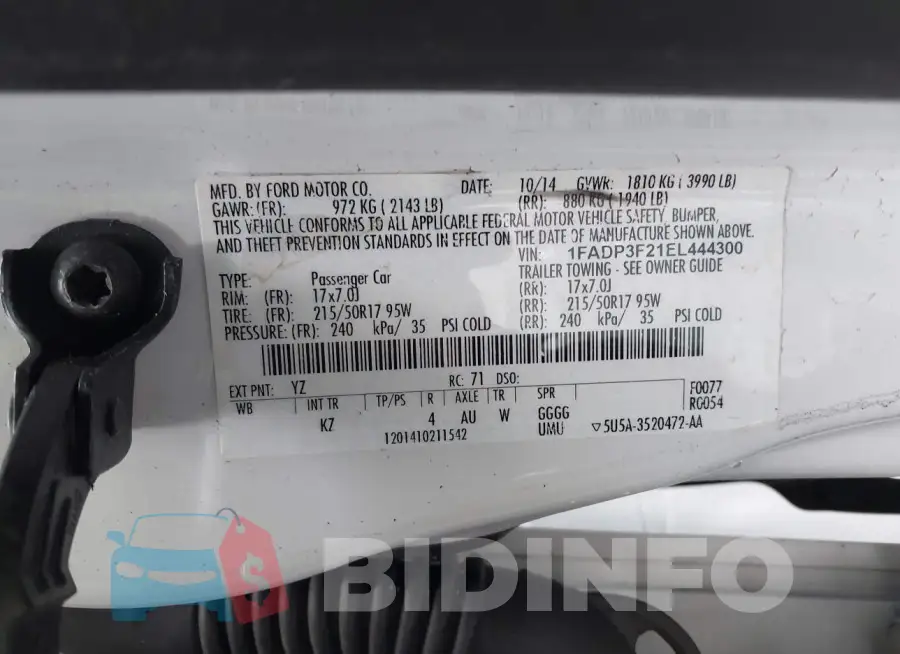 1FADP3F21EL444300 Photo# 9