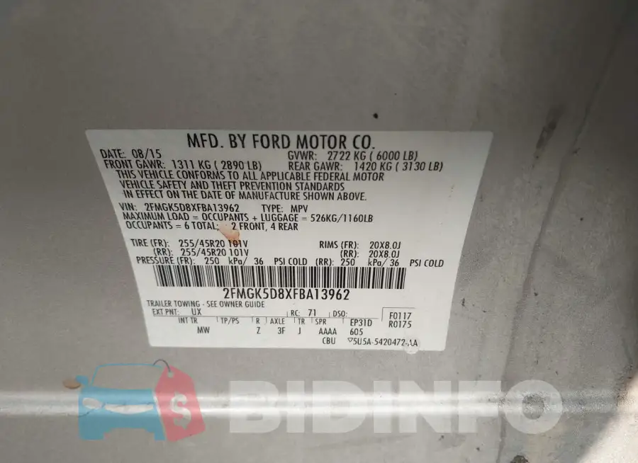 2FMGK5D8XFBA13962 Photo# 9