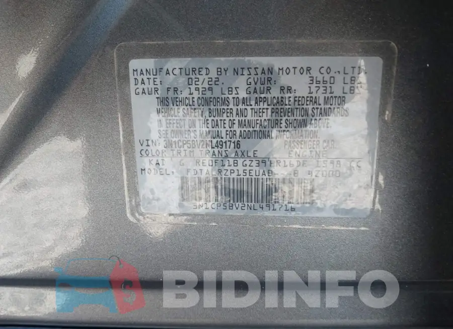 3N1CP5BV2NL491716 Photo# 9