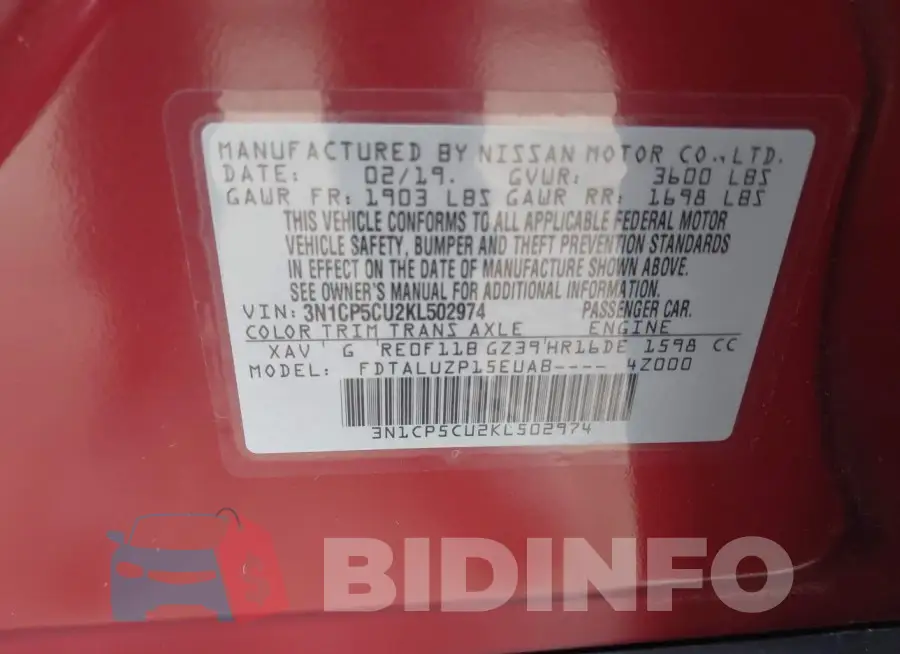 3N1CP5CU2KL502974 Photo# 9
