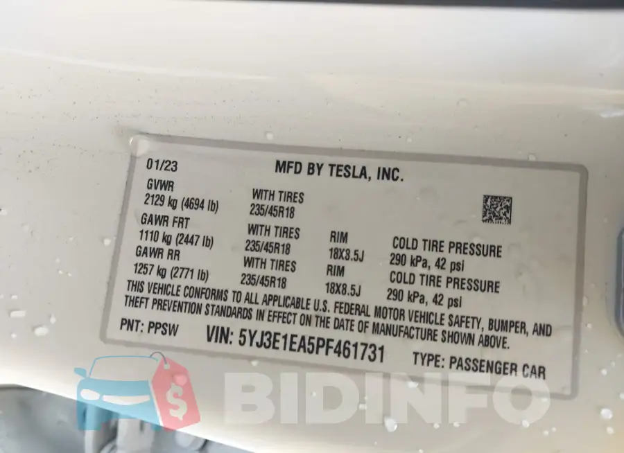 5YJ3E1EA5PF461731 Photo# 9