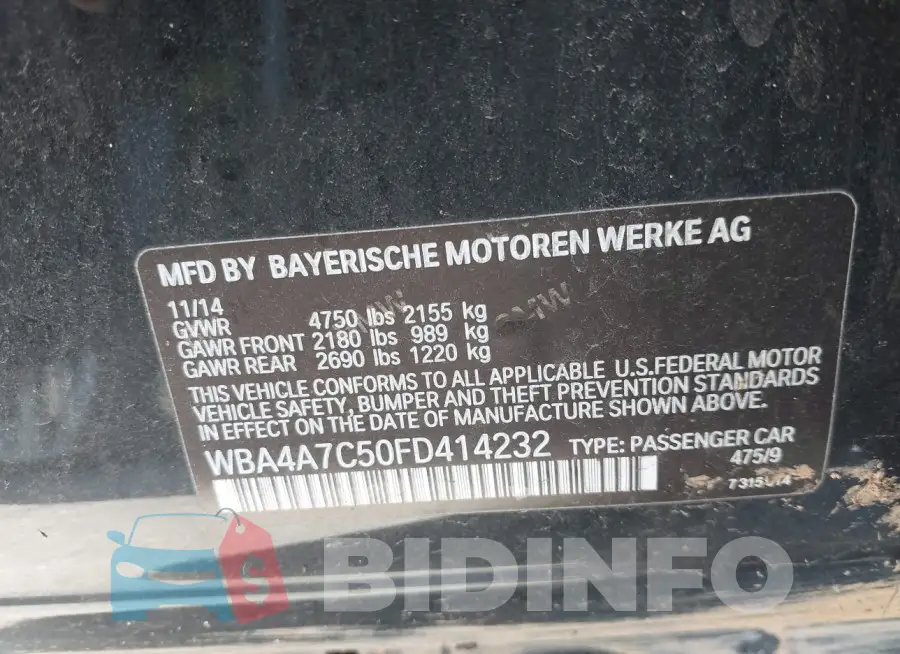 WBA4A7C50FD414232 Photo# 9