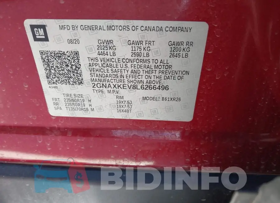 2GNAXKEV8L6266496 Photo# 9