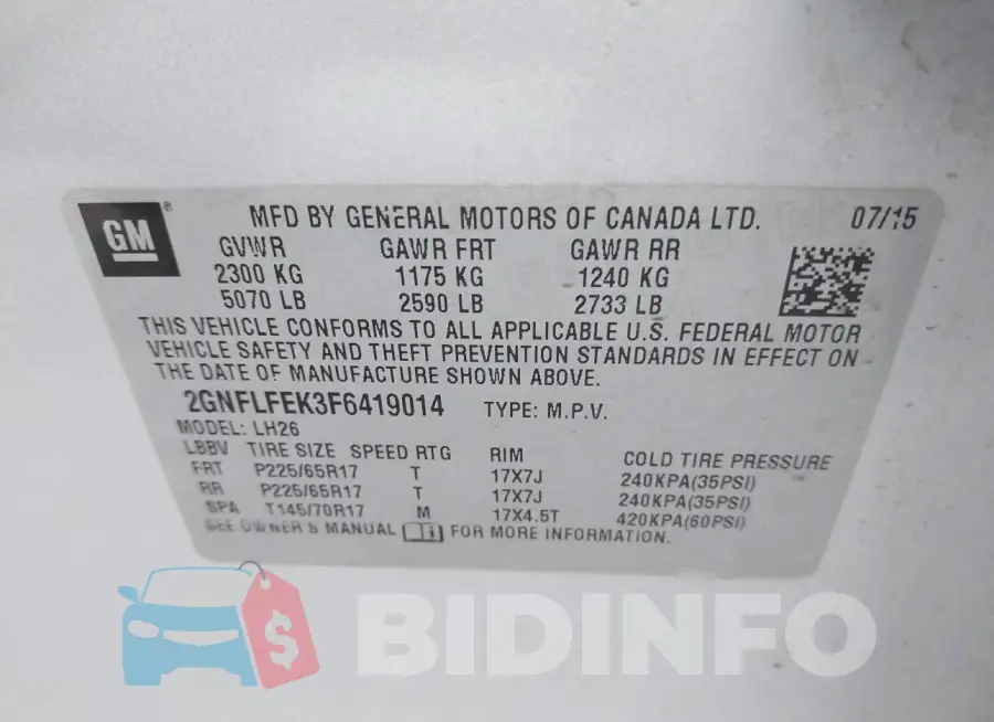 2GNFLFEK3F6419014 Photo# 9