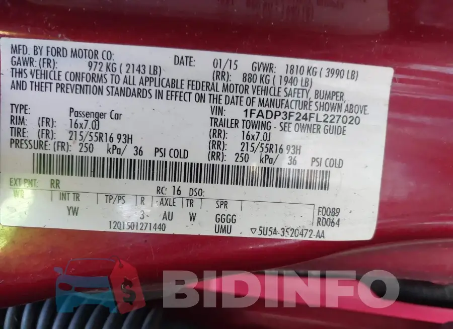 1FADP3F24FL227020 Photo# 9