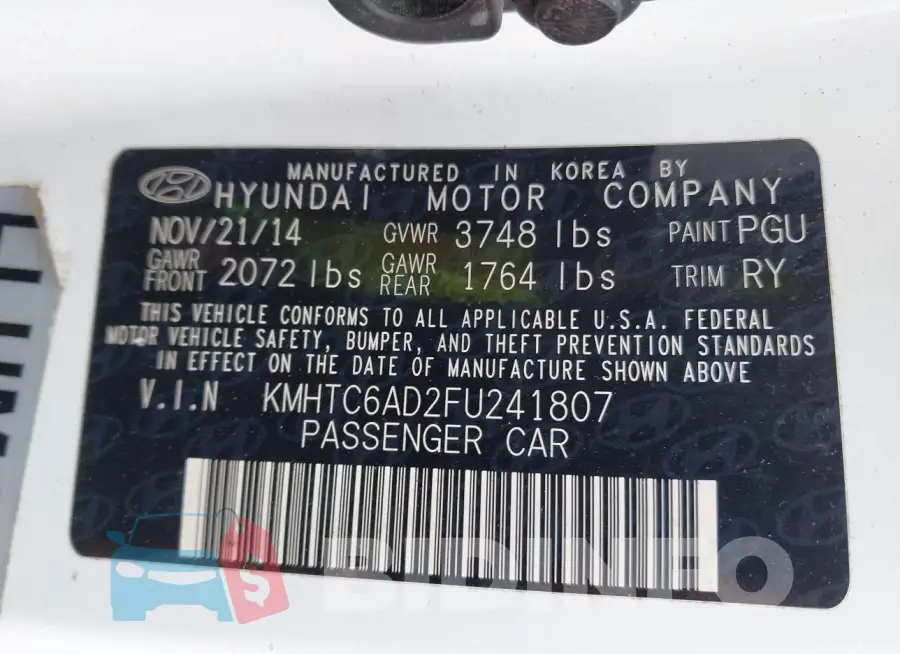 KMHTC6AD2FU241807 Photo# 9