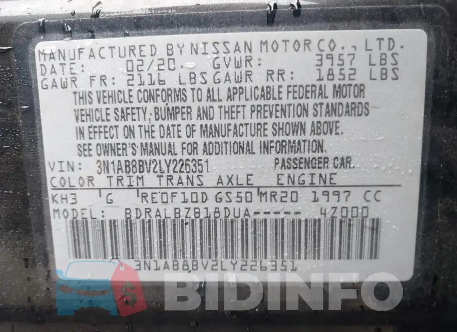 3N1AB8BV2LY226351 Photo# 9