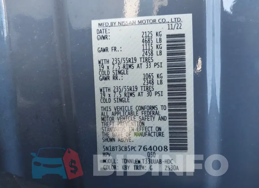 5N1BT3CB5PC764008 Photo# 9