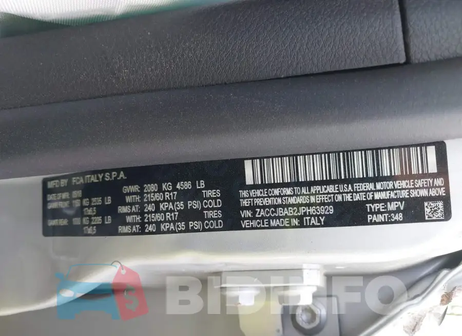 ZACCJBAB2JPH63929 Photo# 9