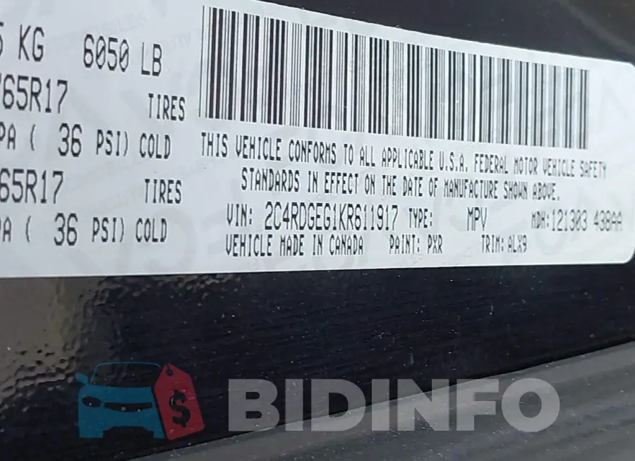 2C4RDGEG1KR611917 Photo# 9