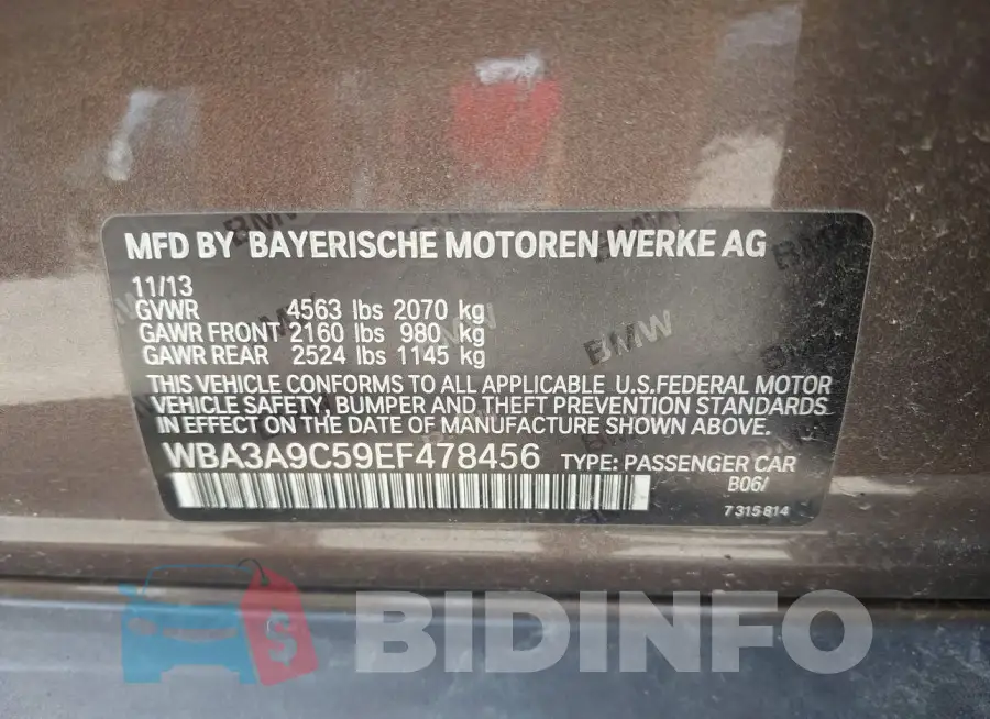 WBA3A9C59EF478456 Photo# 9