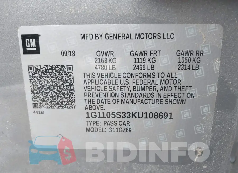 1G1105S33KU108691 Photo# 9