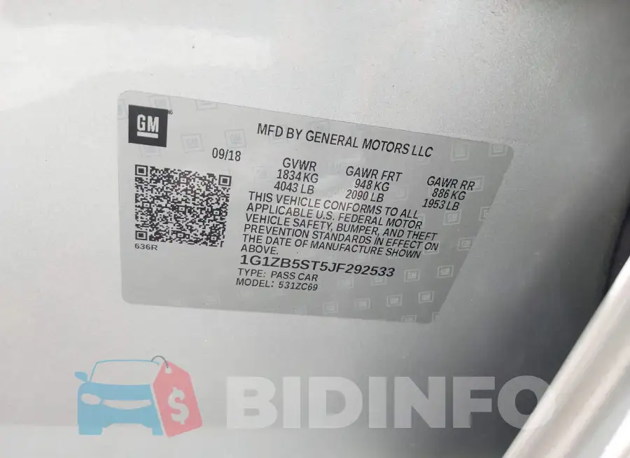 1G1ZB5ST5JF292533 Photo# 9