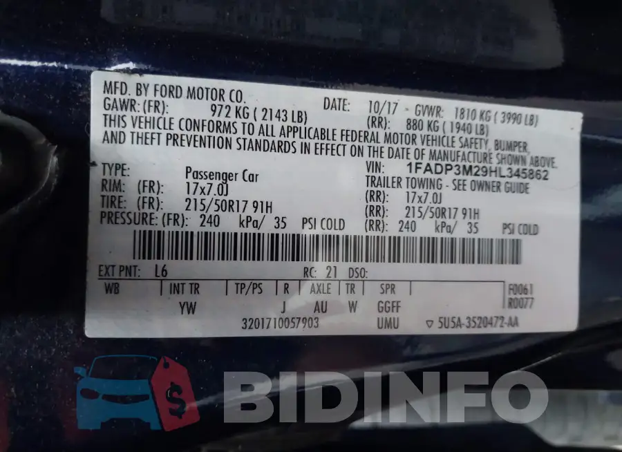 1FADP3M29HL345862 Photo# 9