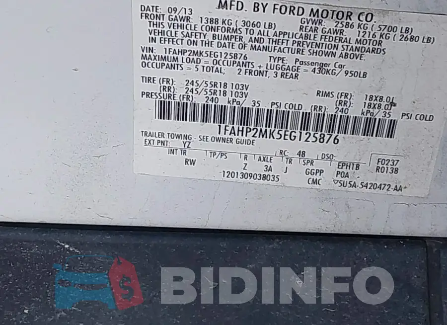 1FAHP2MK5EG125876 Photo# 9