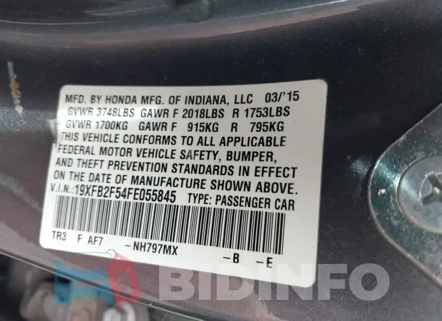 19XFB2F54FE055845 Photo# 9