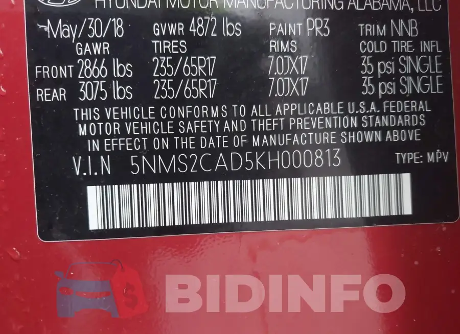 5NMS2CAD5KH000813 Photo# 9