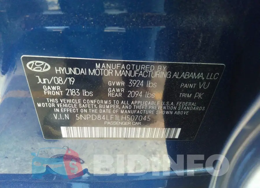 5NPD84LF1LH507045 Photo# 9