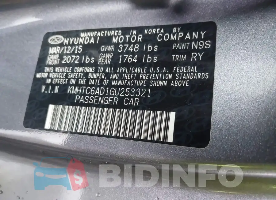 KMHTC6AD1GU253321 Photo# 9
