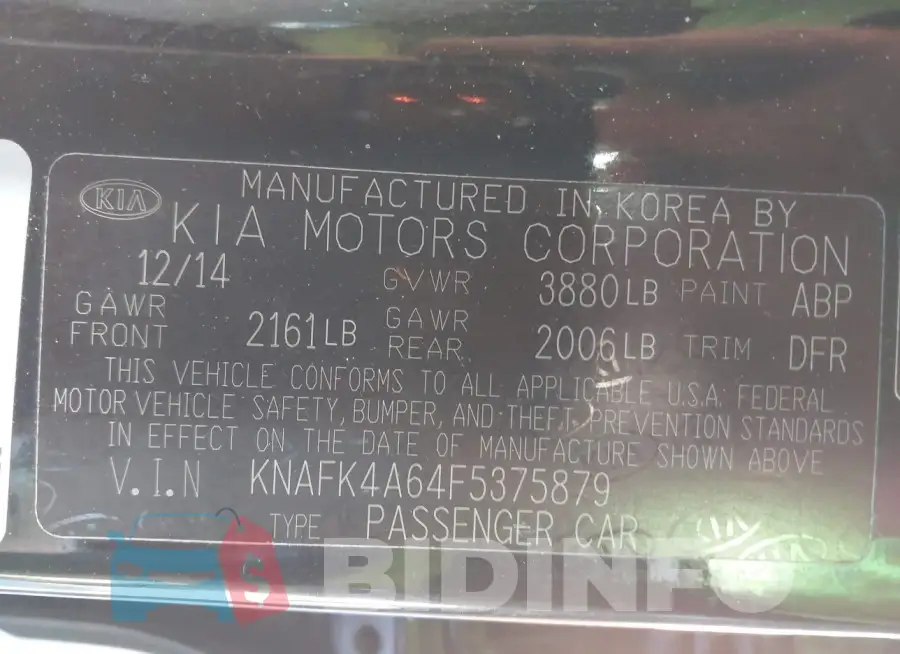 KNAFK4A64F5375879 Photo# 9
