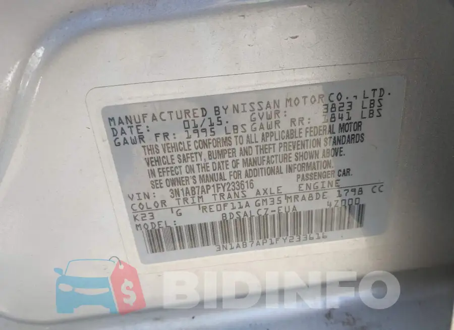 3N1AB7AP1FY233616 Photo# 9