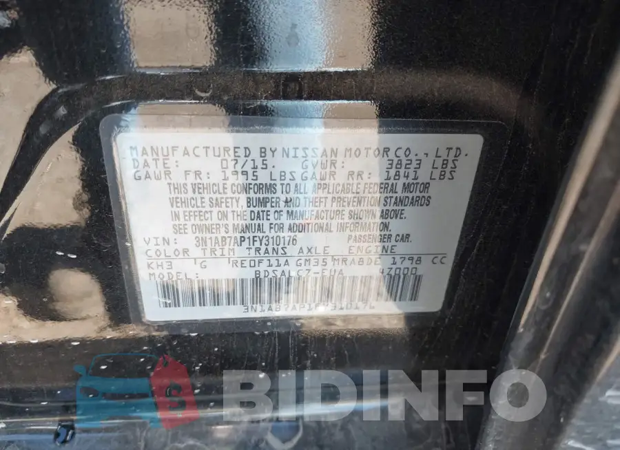 3N1AB7AP1FY310176 Photo# 9