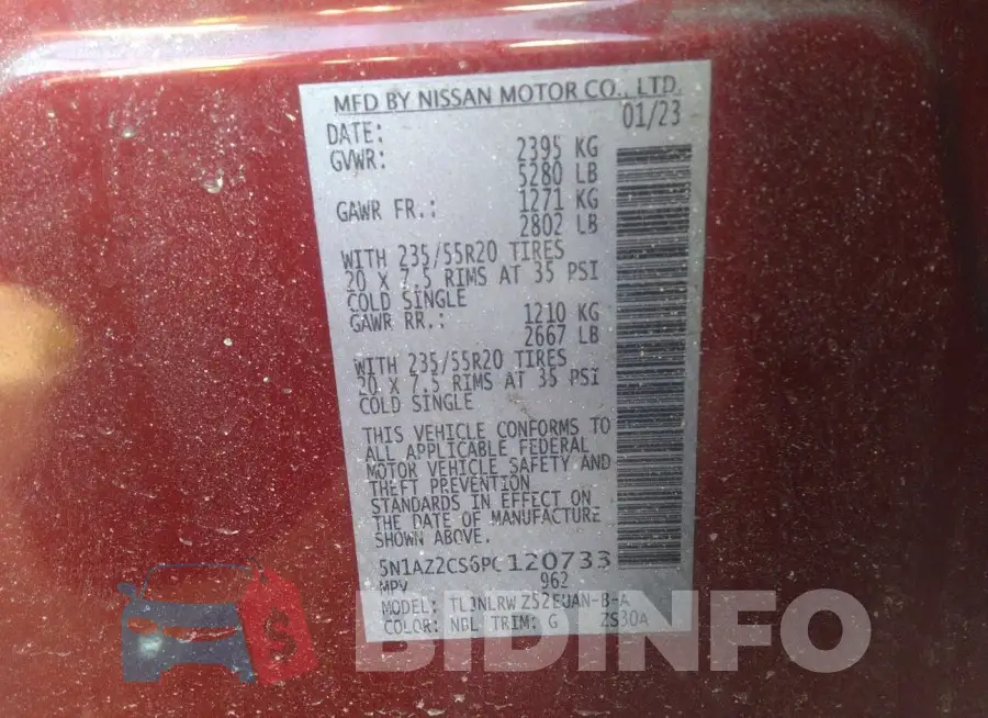 5N1AZ2CS6PC120733 Photo# 9