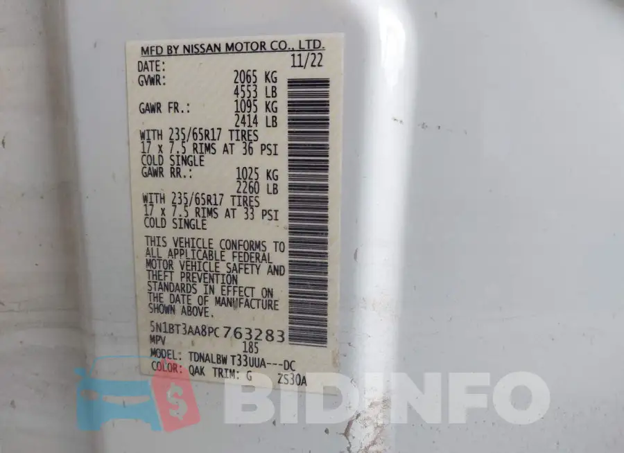 5N1BT3AA8PC763283 Photo# 9