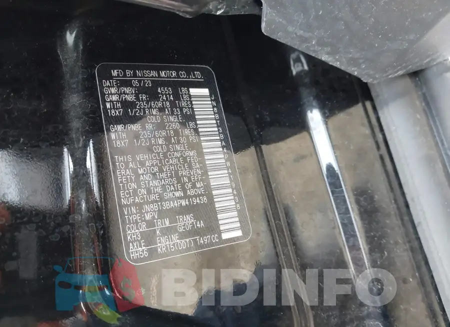 JN8BT3BA4PW419438 Photo# 9