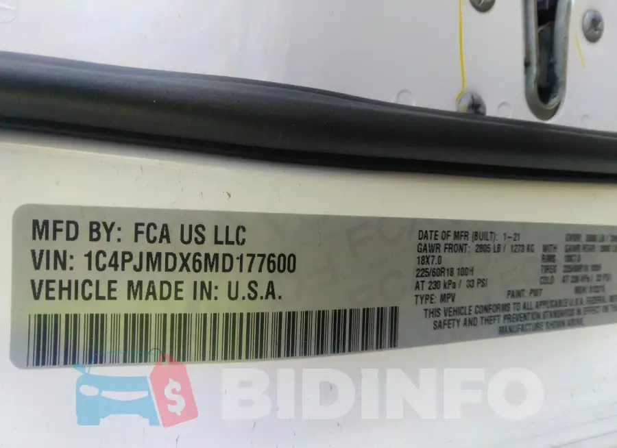 1C4PJMDX6MD177600 Photo# 9