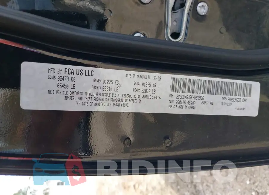 2C3CDXGJ9KH661926 Photo# 9