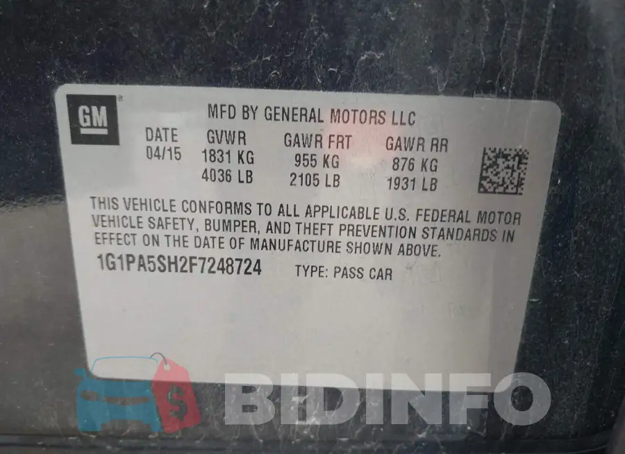 1G1PA5SH2F7248724 Photo# 9