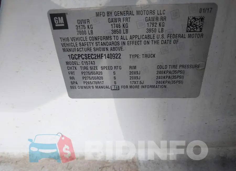 1GCPCSEC2HF140922 Photo# 9