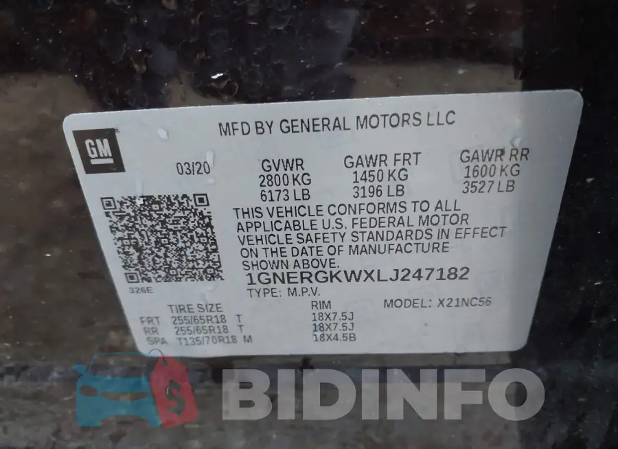 1GNERGKWXLJ247182 Photo# 9