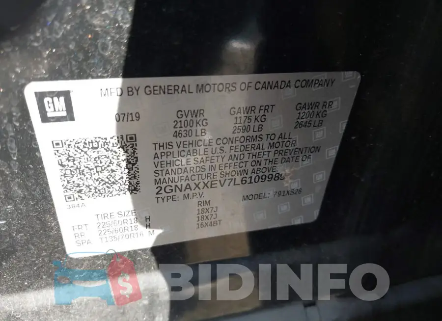 2GNAXXEV7L6109989 Photo# 9
