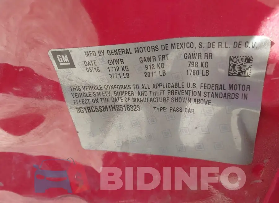 3G1BC5SM1HS518323 Photo# 9