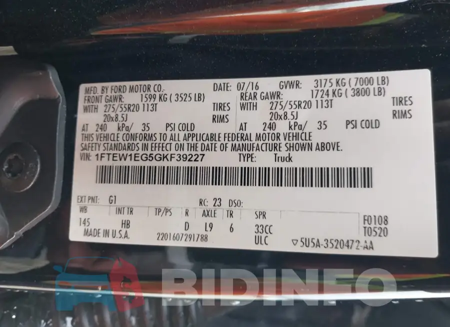 1FTEW1EG5GKF39227 Photo# 9