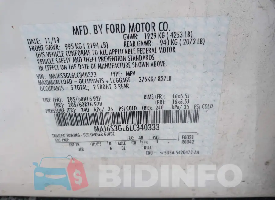 MAJ6S3GL6LC340333 Photo# 9